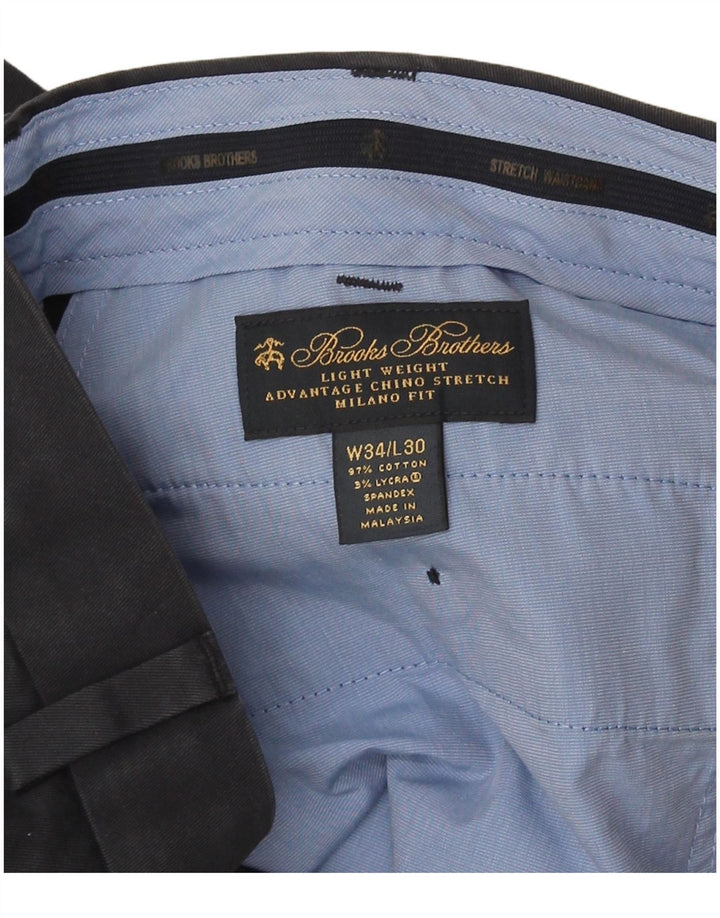 Brooks Brothers Mens Stretch Regular Chino Trousers W34 L27 Navy Blue