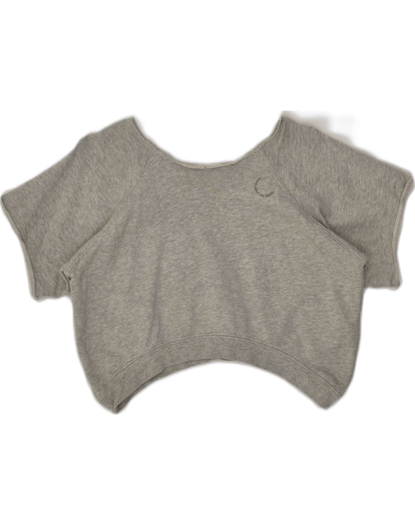 DIESEL Womens Short Sleeve Crop Sweatshirt Jumper US Medium Grey