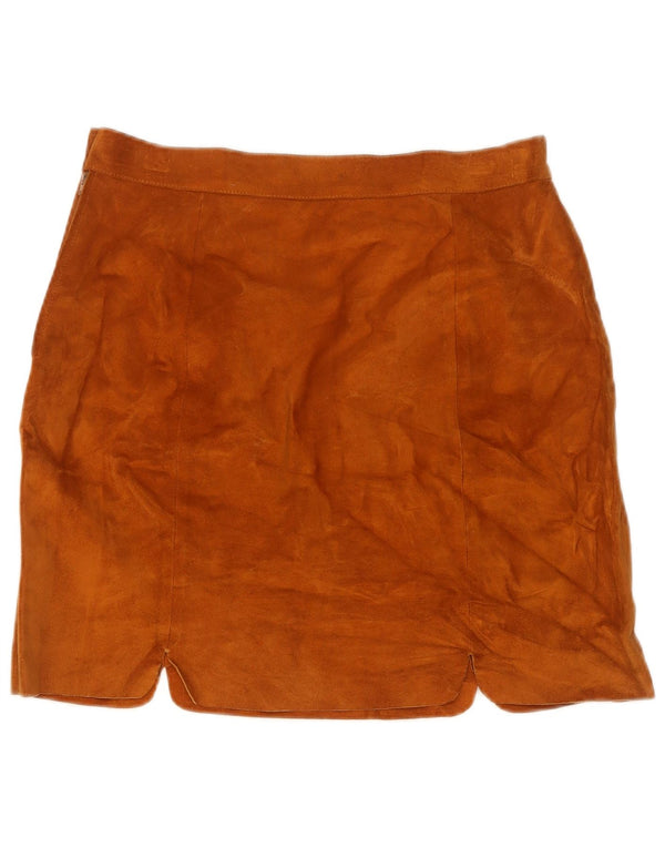 Vintage Womens Suede Skirt IT 46 Large W30 Brown Leather