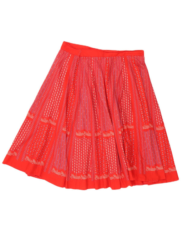 C&A Womens Pleated A-Line Skirt W34 Large Red Cotton
