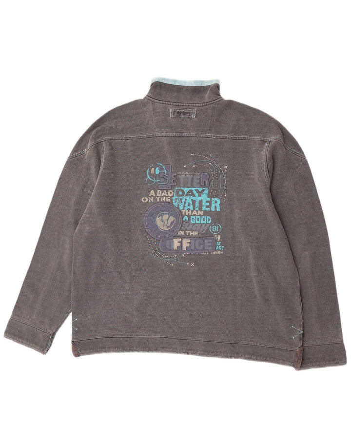 Fat Face Mens Zip Neck Sweatshirt Jumper Large Grey Cotton
