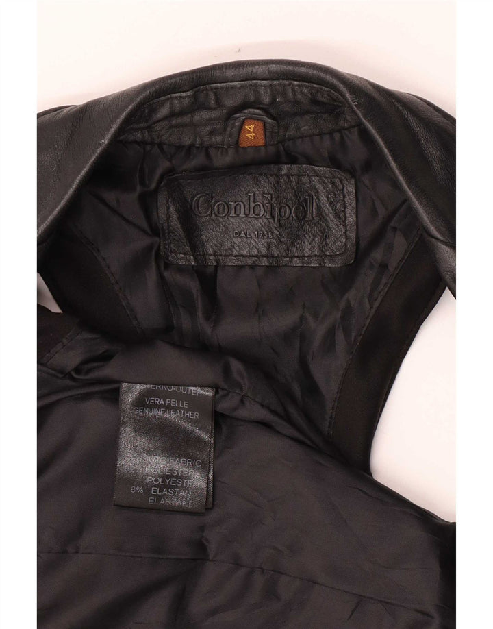 Conbipel Womens Waistcoat IT 44 Medium Black Leather