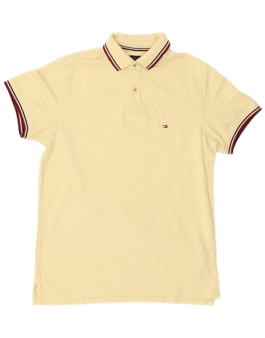 Tommy Hilfiger Mens Slim Fit Polo Shirt Medium Yellow Cotton