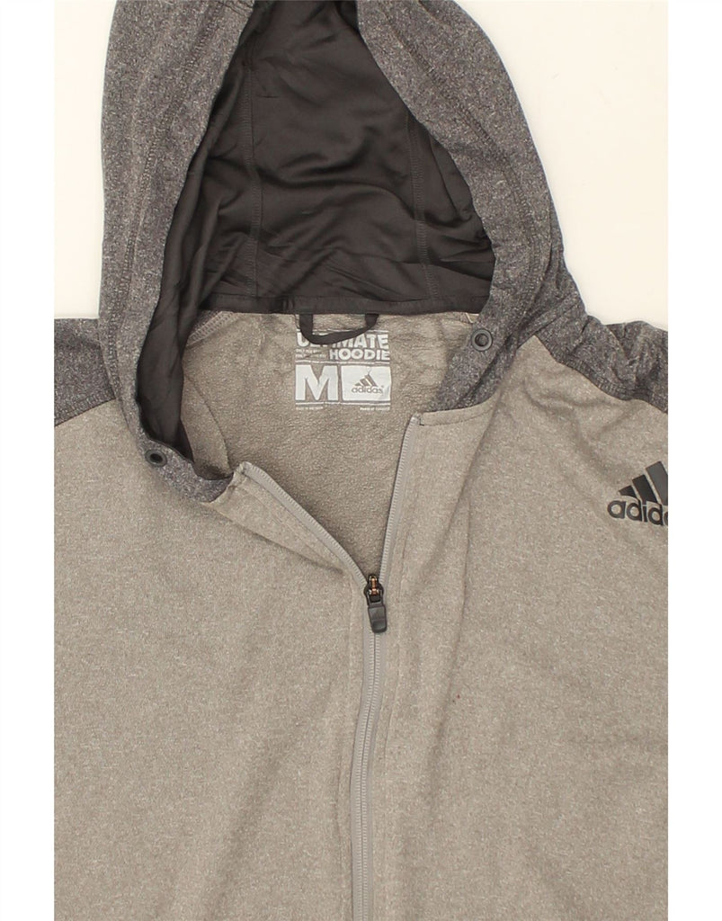 ADIDAS Mens Zip Hoodie Sweater Medium Grey Colourblock Polyester | Vintage Adidas | Thrift | Second-Hand Adidas | Used Clothing | Messina Hembry 