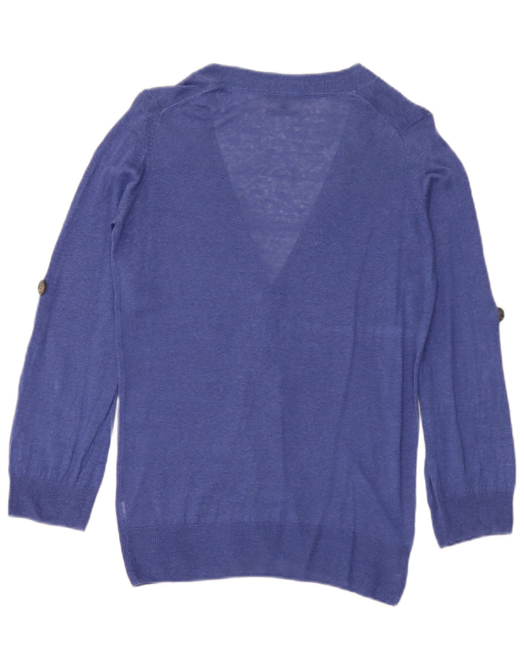 Massimo Dutti Womens Cardigan Sweater UK 12 Medium Blue Linen