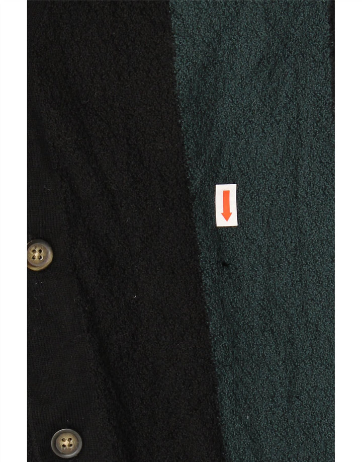 Penguin Mens Cardigan Sweater Medium Black Colourblock Merino Wool