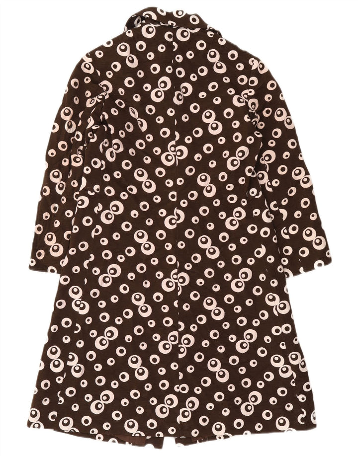 Vintage Womens Overcoat UK 10 Small Brown Geometric