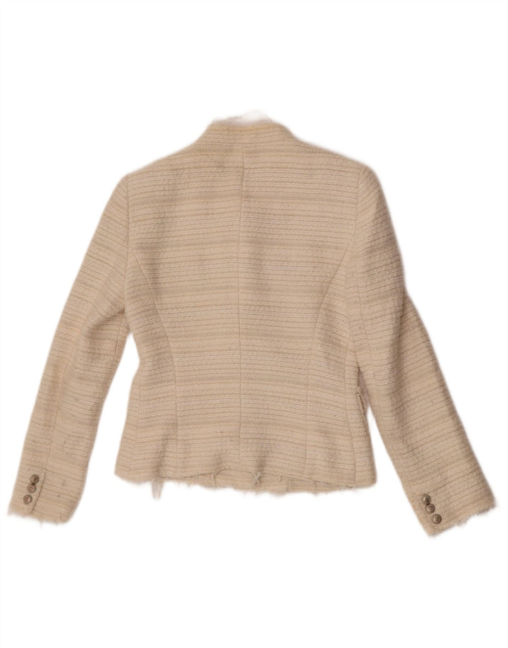 Zara Womens 4 Button Blazer Jacket UK 10 Small Off White