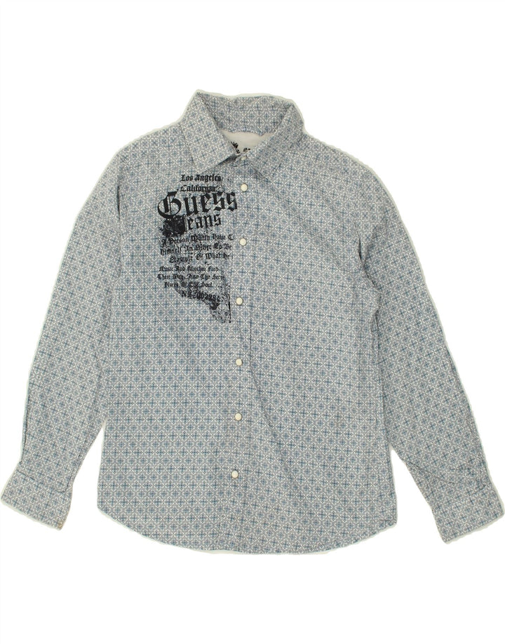 GUESS Boys Graphic Shirt 7-8 Years Blue Floral Cotton Vintage Guess and Second-Hand Guess from Messina Hembry 