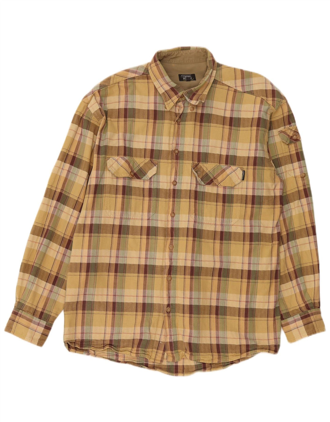 Camel Active Mens Flannel Shirt Large Beige Check