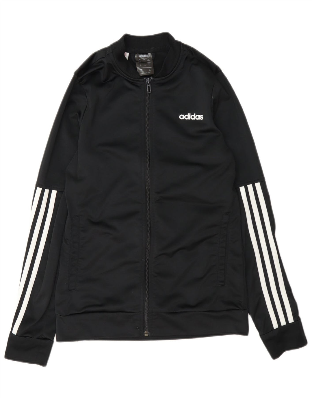 Adidas Boys Tracksuit Top Jacket 13-14 Years Black Polyester