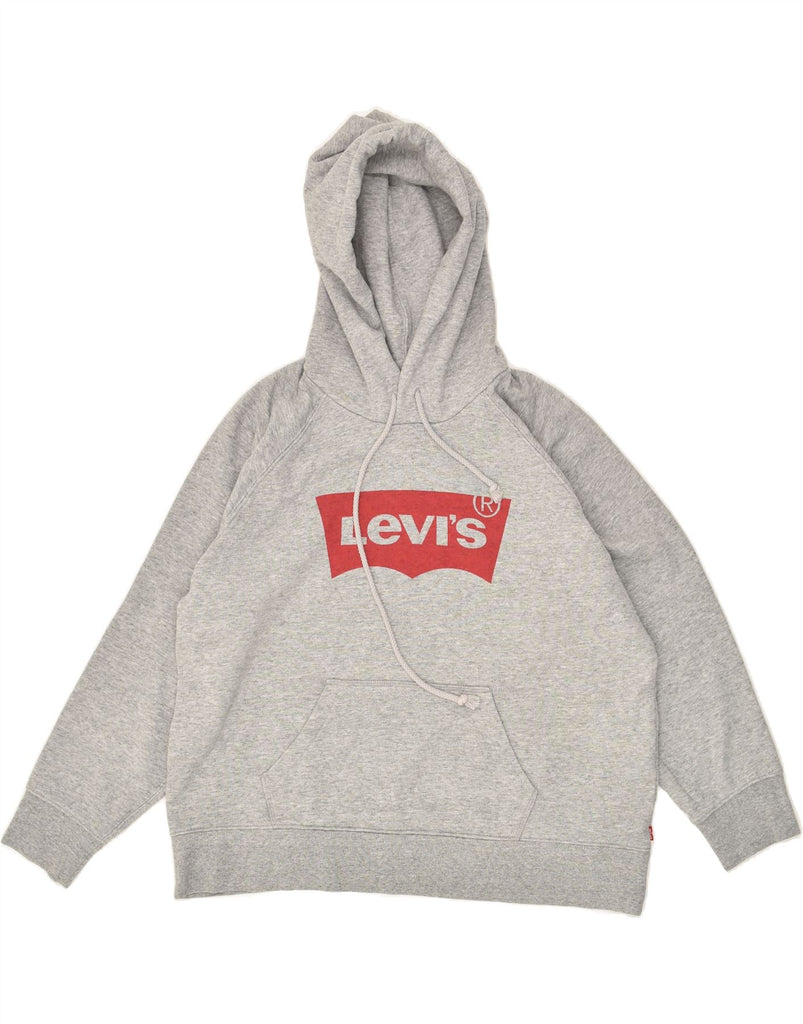 LEVI'S Womens Graphic Hoodie Jumper UK 16 Large Grey Cotton Vintage Levi's and Second-Hand Levi's from Messina Hembry 