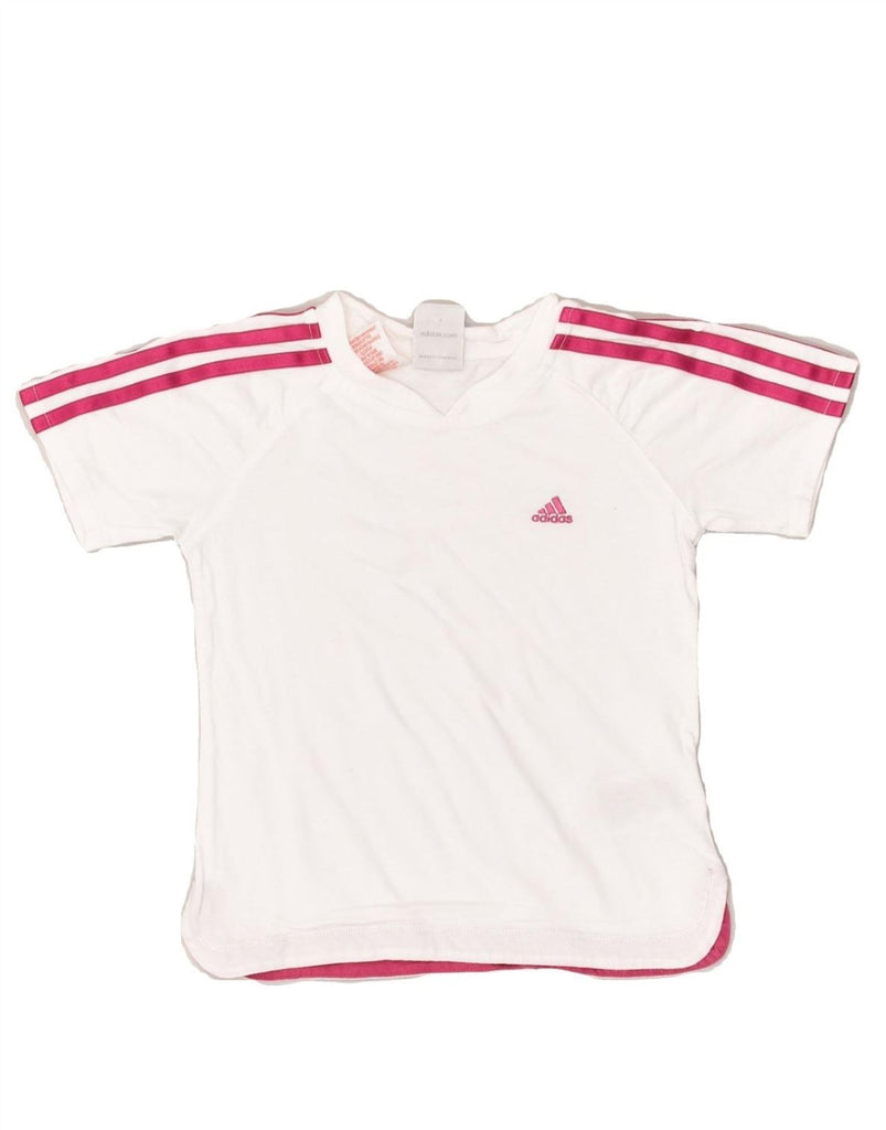 ADIDAS Girls T-Shirt Top 7-8 Years White Cotton | Vintage Adidas | Thrift | Second-Hand Adidas | Used Clothing | Messina Hembry 