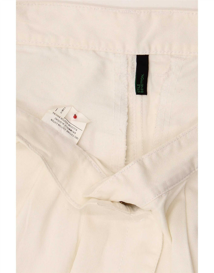 Benetton Womens Pegged Chino Shorts W30 Medium White Cotton