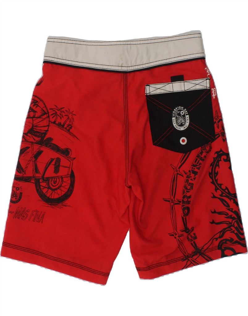 SCORPION BAY Boys Graphic Swimming Shorts 7-8 Years Medium Red Polyester | Vintage Scorpion Bay | Thrift | Second-Hand Scorpion Bay | Used Clothing | Messina Hembry 