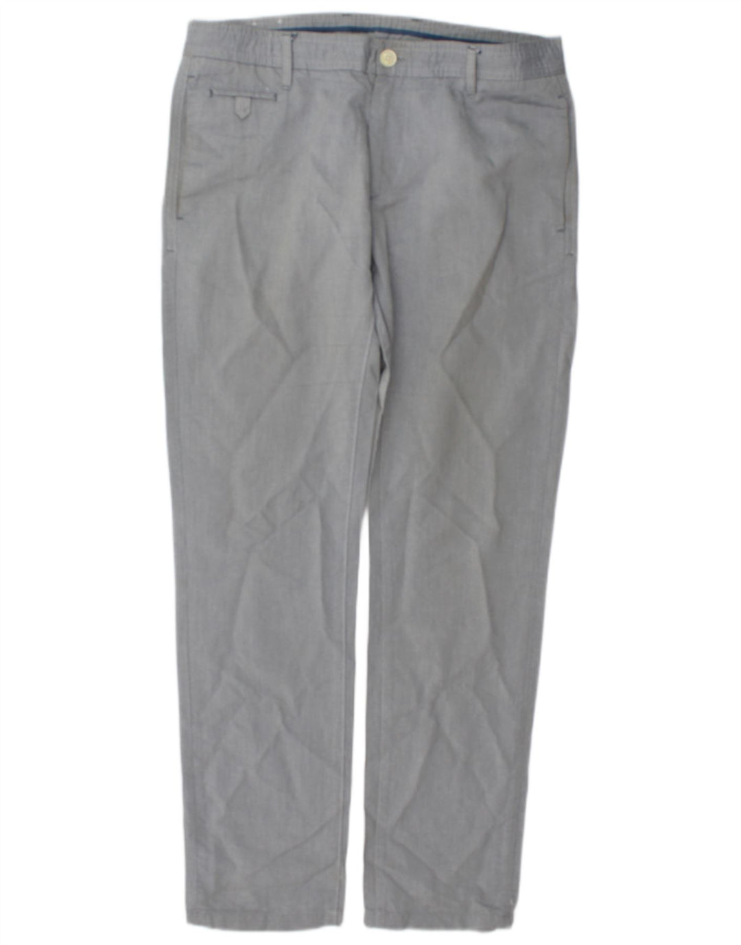 Zara Mens Slim Chino Trousers EU 42 Medium W32 L31 Grey Cotton