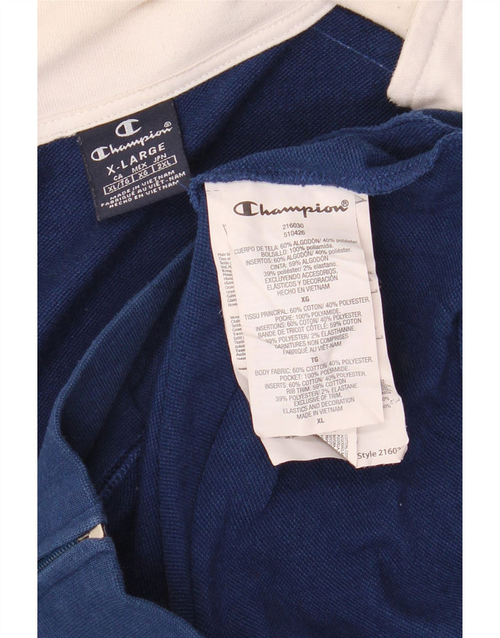CHAMPION Mens Tracksuit Top Jacket XL Blue Colourblock Cotton