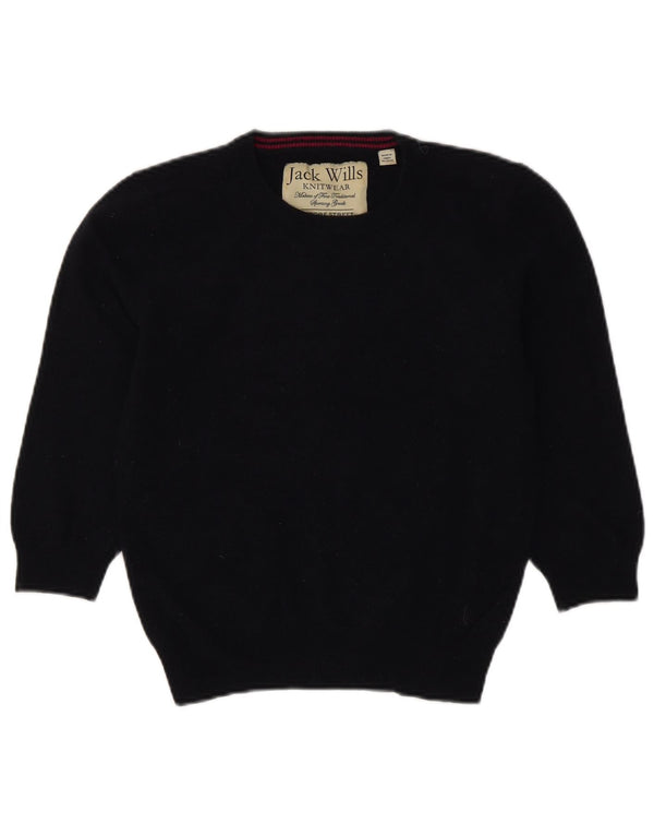 Jack Wills Womens Crop Crew Neck Jumper Sweater UK 12 Medium Navy Blue