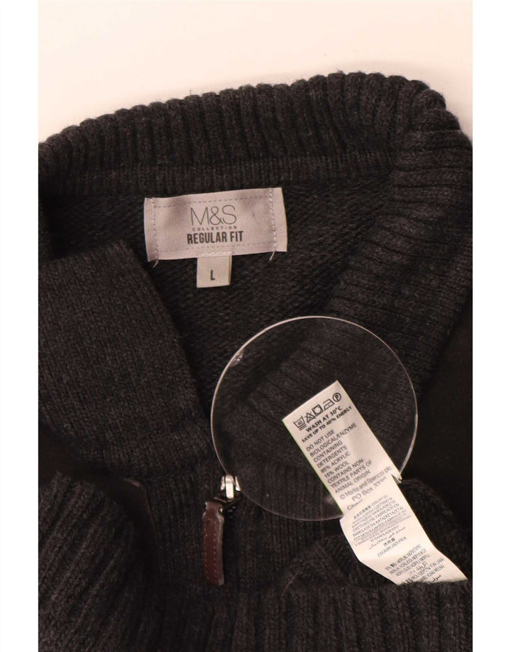 Marks & Spencer Mens Regular Fit Cardigan Sweater Large Grey Acrylic