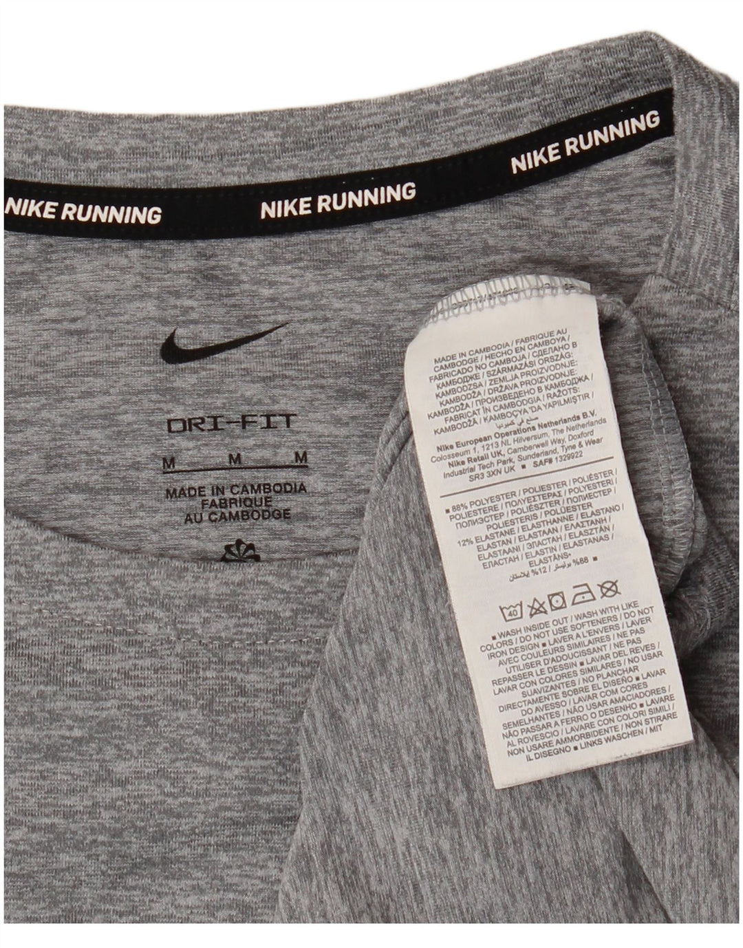Nike Mens Dri Fit Top Long Sleeve Medium Grey Polyester