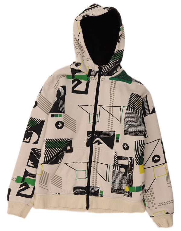 Quiksilver Boys Graphic Zip Hoodie Sweater 15-16 Years White Geometric