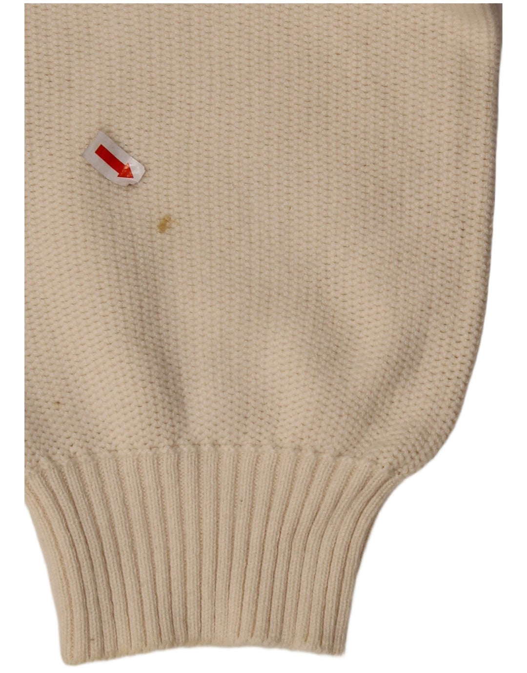 VINTAGE Mens V-Neck Jumper Sweater Large Beige Cotton