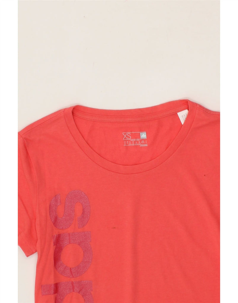 ADIDAS Womens Graphic T-Shirt Top UK 6 XS Pink Vintage Adidas and Second-Hand Adidas from Messina Hembry 