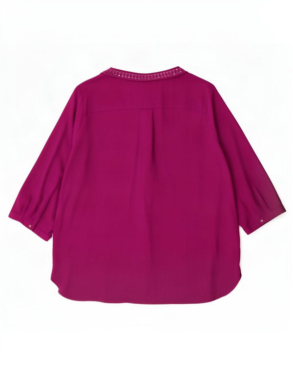 Marks & Spencer Womens 3/4 Sleeve Blouse Top UK 24 4XL Purple Polyester