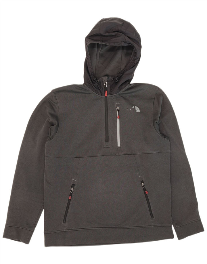 The North Face Mens Zip Neck Hoodie Jumper Medium Grey Polyester