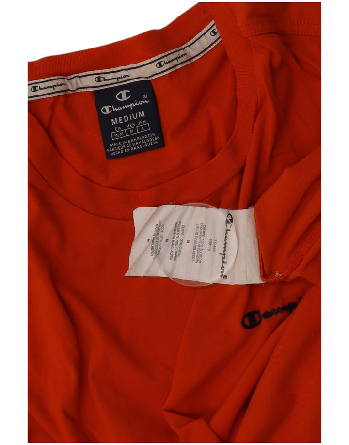 Champion Mens T-Shirt Top Medium Orange Cotton