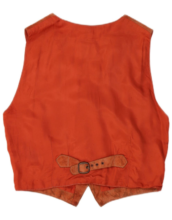 Vintage Mens Suede Waistcoat Small Brown Leather