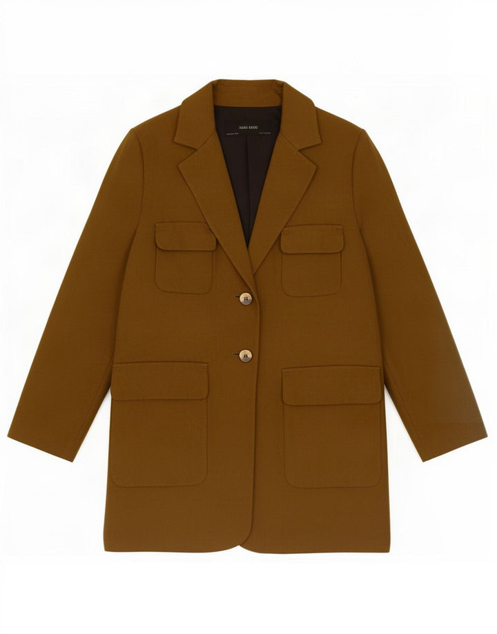 Zara Womens Overcoat UK 14 Medium Khaki Cotton