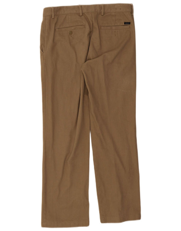 Gant Mens Straight Chino Trousers W34 L30 Brown Cotton