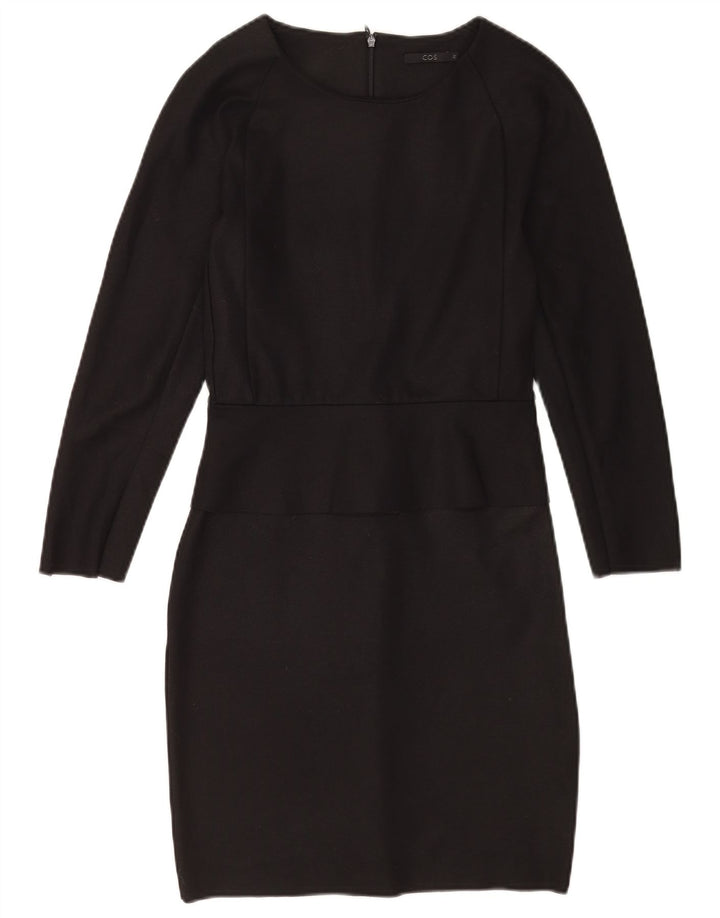 Cos Womens Long Sleeve Sheath Dress UK 6 XS Black Polyester