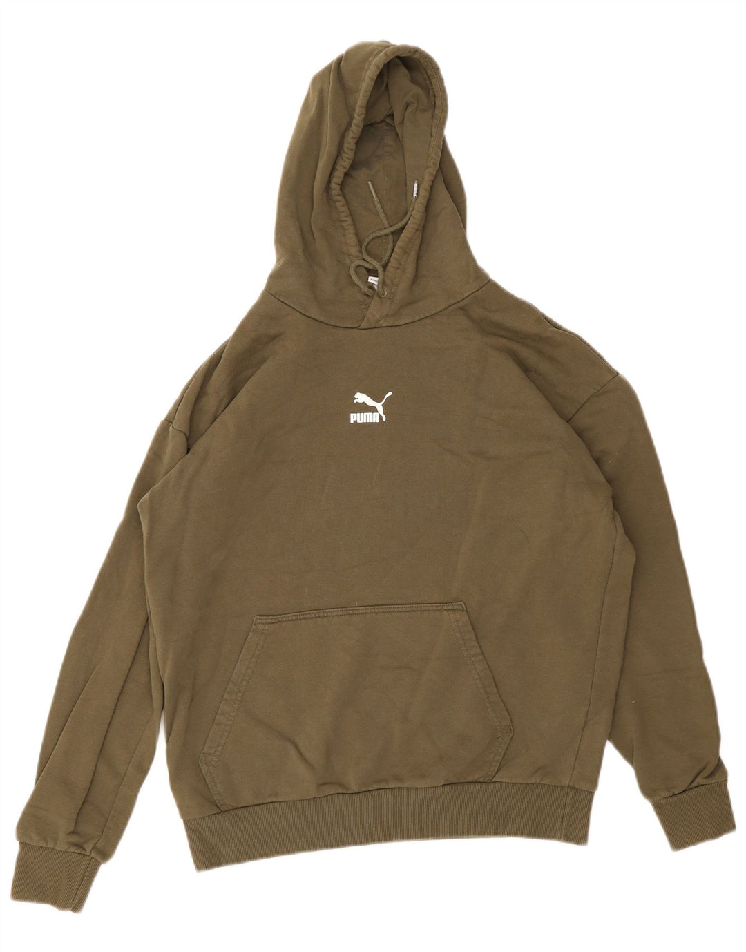 Puma Mens Hoodie Jumper Small Khaki Cotton