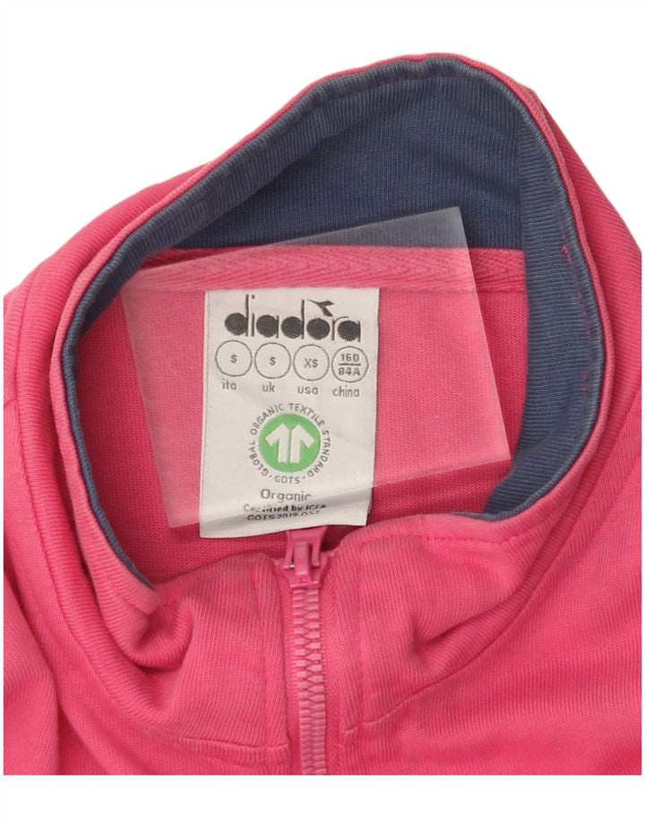 DIADORA Womens Graphic Tracksuit Top Jacket UK 10 Small Pink Colourblock