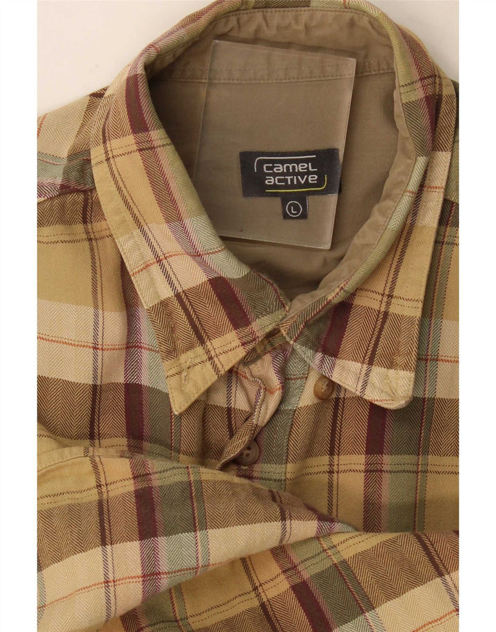 Camel Active Mens Flannel Shirt Large Beige Check