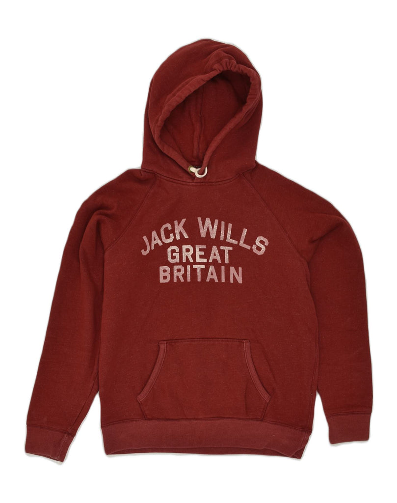 JACK WILLS Mens Graphic Hoodie Jumper Medium Red Cotton | Vintage Jack Wills | Thrift | Second-Hand Jack Wills | Used Clothing | Messina Hembry 