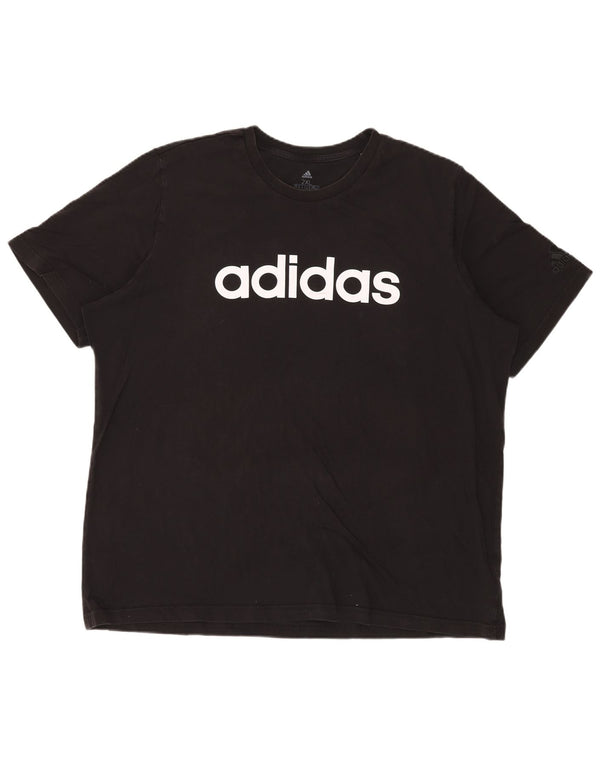 Adidas Mens Graphic T-Shirt Top 2XL Black Cotton
