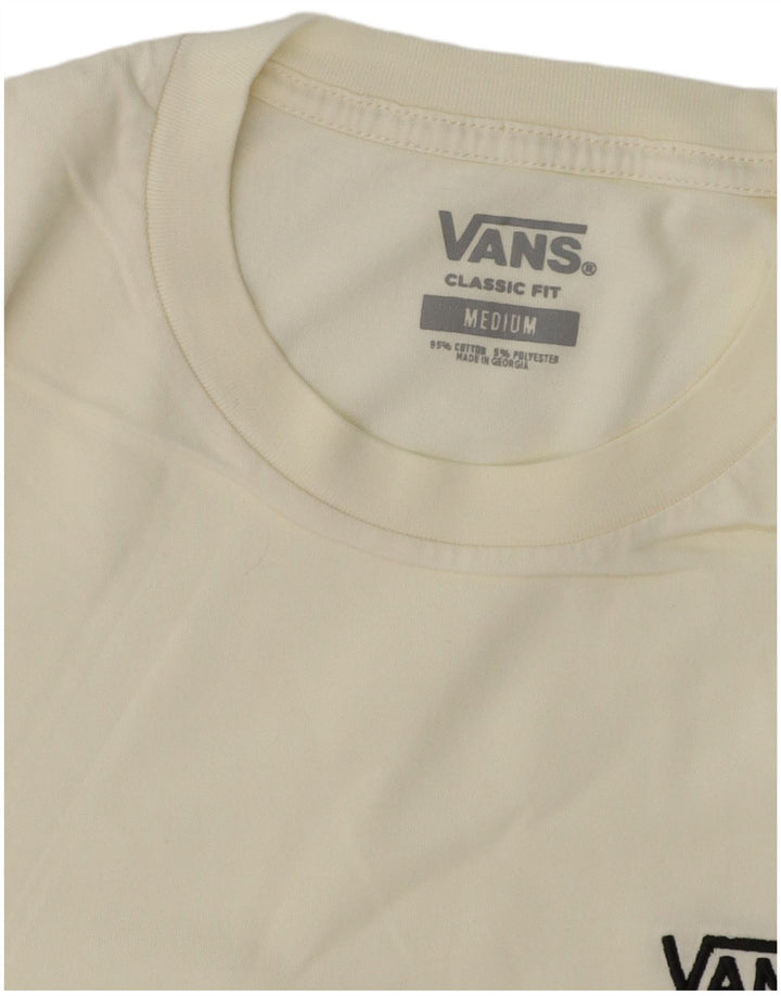 VANS Mens Classic Fit T-Shirt Top Medium Off White Colourblock Cotton