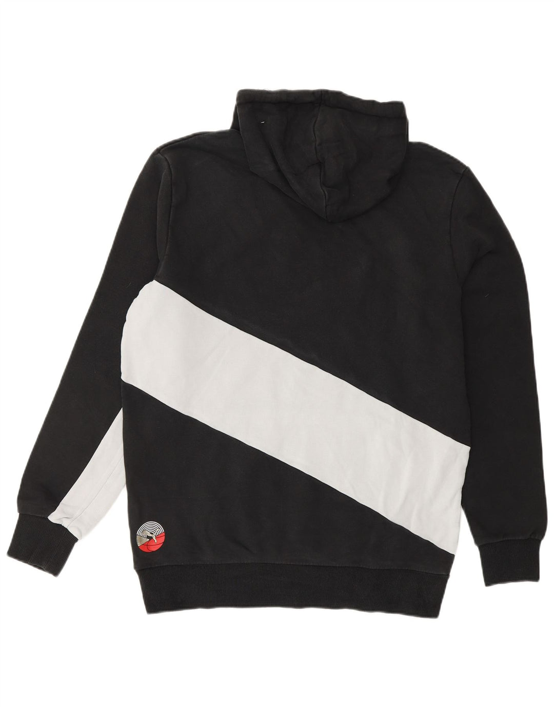 PUMA Mens Hoodie Jumper Medium Black Colourblock Cotton