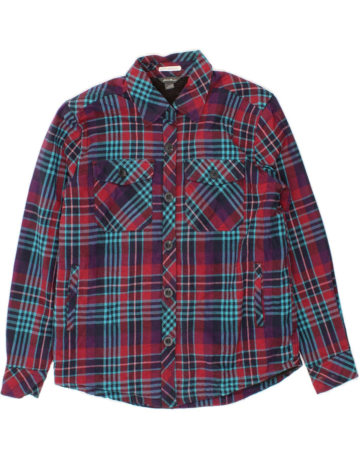 EDDIE BAUER Womens Oversized Bomber Jacket UK 10 Small Multicoloured Check Vintage Eddie Bauer and Second-Hand Eddie Bauer from Messina Hembry 