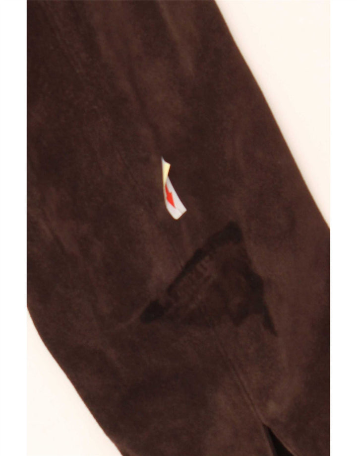 Fabrizio Lenzi Womens Suede Jacket IT 46 Large Brown Leather