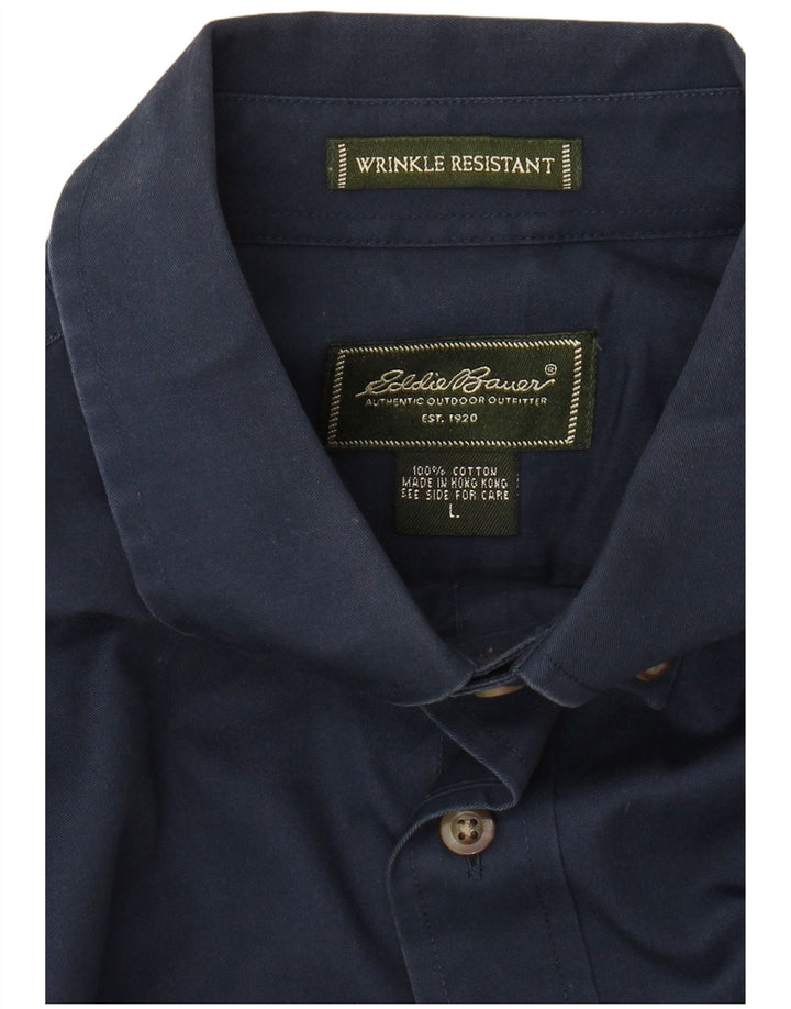 EDDIE BAUER Mens Shirt Large Navy Blue Cotton