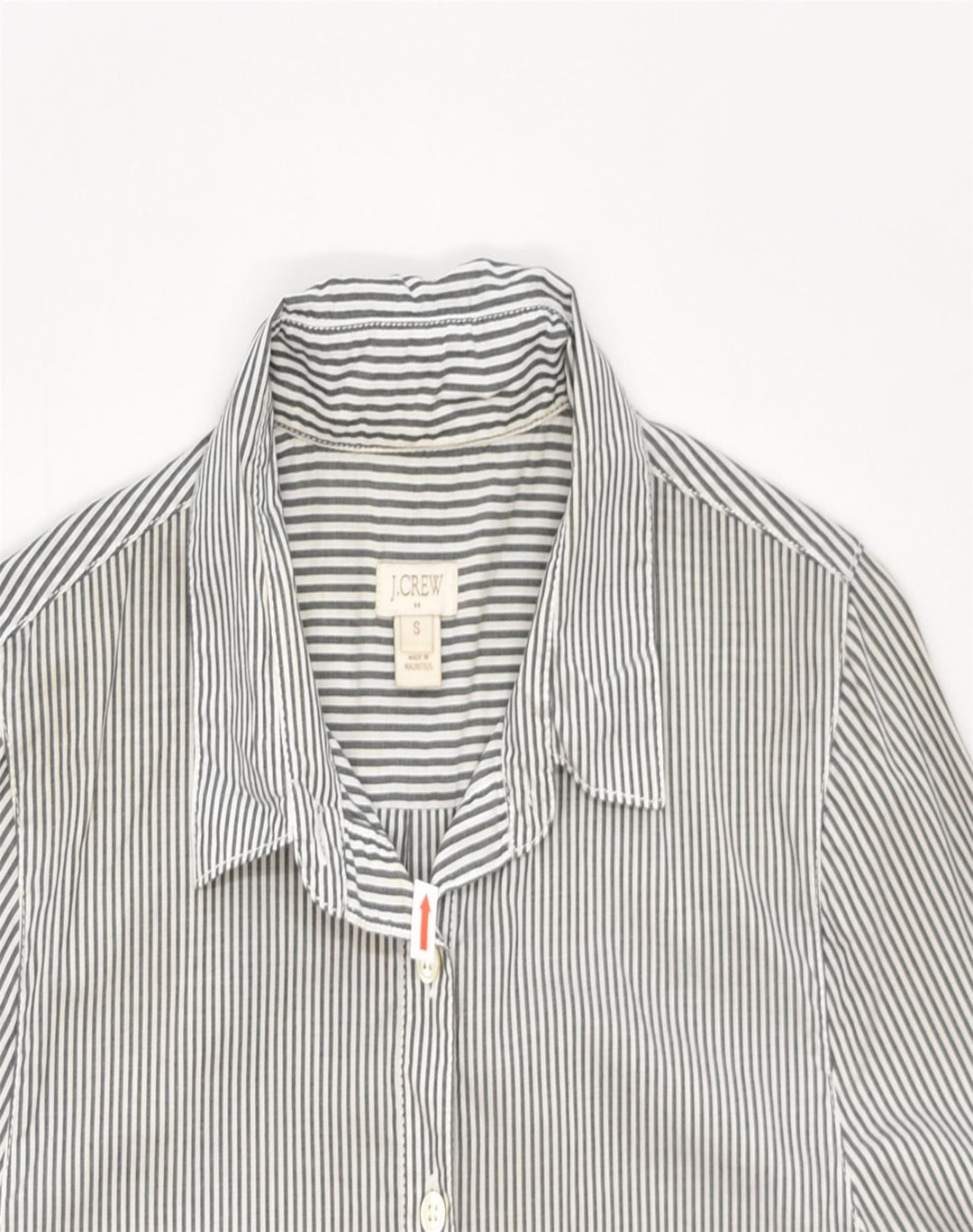 J. CREW Womens Pullover Shirt UK 10 Small Grey Pinstripe Cotton | Vintage | Thrift | Second-Hand | Used Clothing | Messina Hembry 