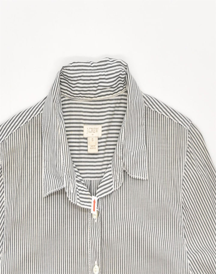 J. CREW Womens Pullover Shirt UK 10 Small Grey Pinstripe Cotton | Vintage | Thrift | Second-Hand | Used Clothing | Messina Hembry 
