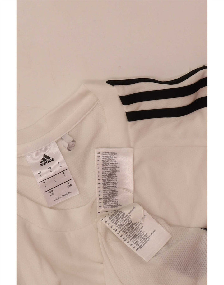 Adidas Mens Climalite T-Shirt Top Large White Colourblock Polyester