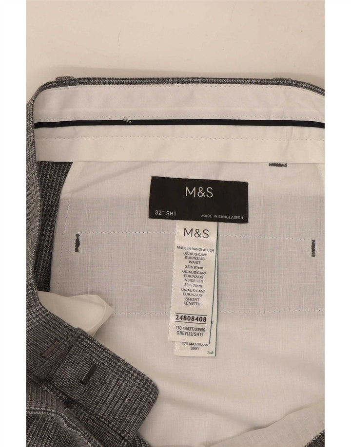 Marks & Spencer Mens Regular Suit Trousers W32 L29 Grey Houndstooth