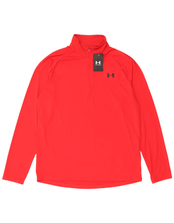 Under Armour Mens Loose Fit Zip Neck Pullover Tracksuit Top Large Red