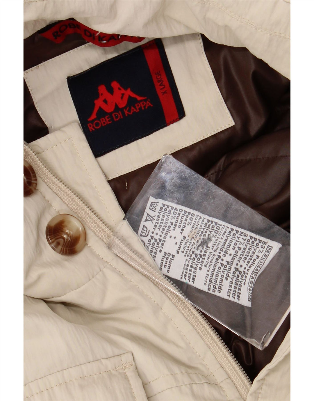 Kappa Mens Padded Jacket UK 42 XL Beige Polyester